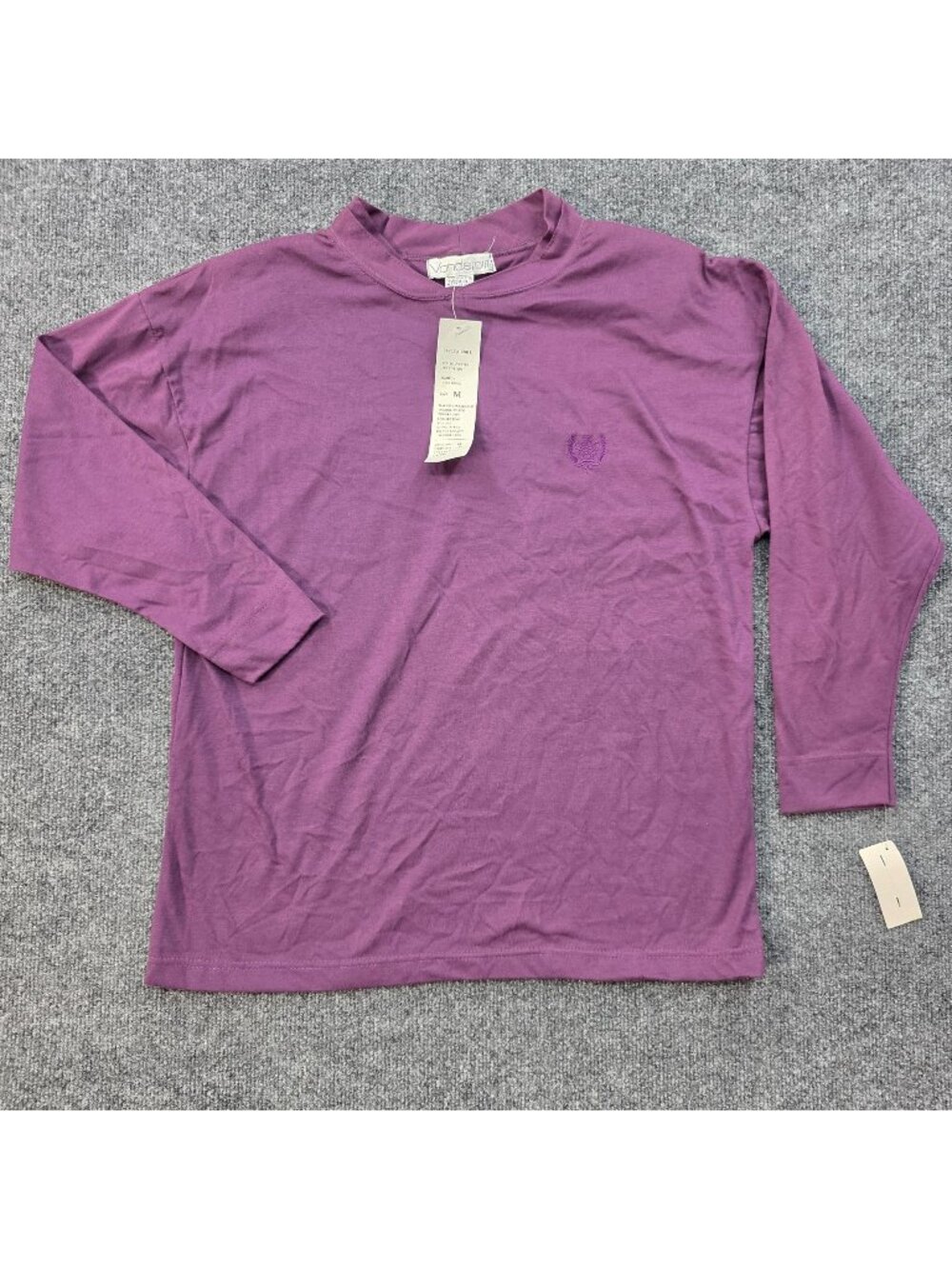 Vintage Vanderbilt Long Sleeve Shirt M Purple Embroidered Crest Preppy Old Money